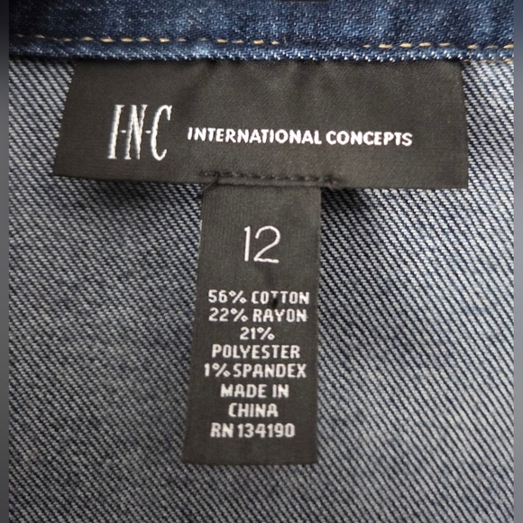 NWT INC International Concepts Dark Blue Stretch Denim Dress Size 12 - Picture 9 of 10